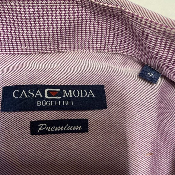 Casa Moda Shirt Men's 43 Purple Striped Cotton Long Sleeve Collared Button-Up - Picture 3 of 10